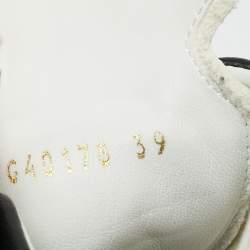 Pre Owned Chanel White/Black Perforated Leather And Suede CC Low Top Sneakers Size 39