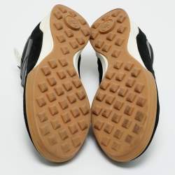 Pre Owned Chanel White/Black Perforated Leather And Suede CC Low Top Sneakers Size 39