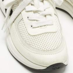 Pre Owned حذاء رياضي شانيل سى سى قماش وزبدة أبيض وكريم منخفظ من أعلى مقاس 38