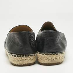 Pre Owned Chanel Black Leather CC Cap Toe Espadrille Flats Size 42