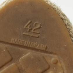 Pre Owned Chanel Black Leather CC Cap Toe Espadrille Flats Size 42