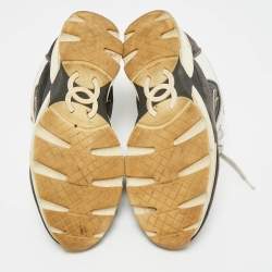 Pre Owned Chanel Multicolor Suede and Leather CC Low Top Sneakers Size 38