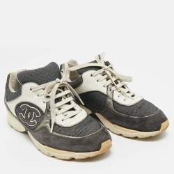 Pre Owned Chanel Multicolor Suede and Leather CC Low Top Sneakers Size 38