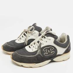 Pre Owned Chanel Multicolor Suede and Leather CC Low Top Sneakers Size 38