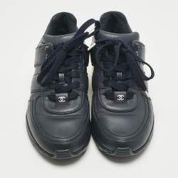 Pre Owned Chanel Black Leather CC Low Top Sneakers Size 37