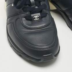 Pre Owned Chanel Black Leather CC Low Top Sneakers Size 37