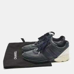 Pre Owned Chanel Black Leather CC Low Top Sneakers Size 37