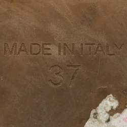 Pre Owned Chanel Brown/Black Leather CC Cap Toe Cork Platform Mules Size 37