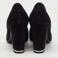 Pre Owned Chanel Black Suede CC Cap Toe Pumps Size 37.5