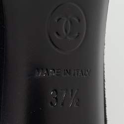 Pre Owned Chanel Black Suede CC Cap Toe Pumps Size 37.5