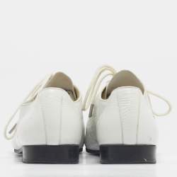Pre Owned Chanel White Leather Oxfords Lace Up Size 36