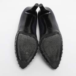 Pre Owned Chanel Navy Leather CC Cap Toe Chain Detail Platform Pumps Size 40