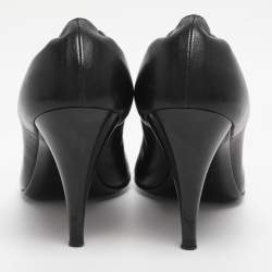 Pre Owned Chanel Black Leather Bow Pumps Size 38.5