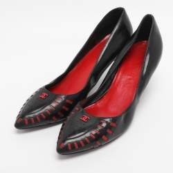 Pre Owned Chanel Black Patent Leather Pumps Size 38.5