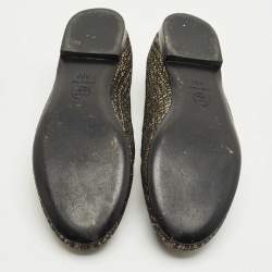 Pre Owned Chanel Black/Gold Lurex Fabric CC Smoking Slippers Size 35