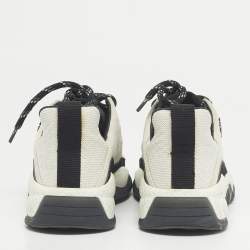 Pre Owned Chanel Grey/White Suede and Canvas CC Low Top Sneakers Size 36