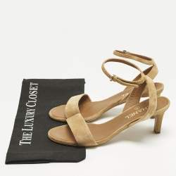 Pre Owned Chanel Brown Suede CC Ankle Strap Sandals Size 38