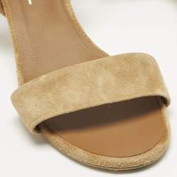 Pre Owned Chanel Brown Suede CC Ankle Strap Sandals Size 38