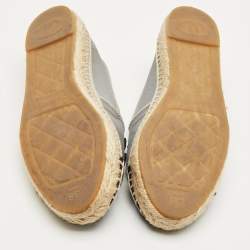 مملوكة مسبقًا حذاء إسبادريل فلات شانيل تويد وقماش أسود بمقدمة مقوسة بشعار CC مقاس 36