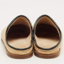 Pre Owned حذاء شانيل سي سي سلاسل منسوج قماش وجلد بيج/أسود قبعة إصبع مريح مقاس 42