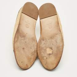 Pre Owned حذاء شانيل سي سي سلاسل منسوج قماش وجلد بيج/أسود قبعة إصبع مريح مقاس 42