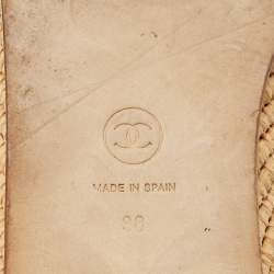 Pre Owned حذاء شانيل سي سي سلاسل منسوج قماش وجلد بيج/أسود قبعة إصبع مريح مقاس 42