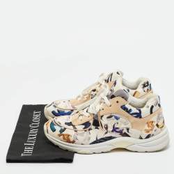 Pre Owned Chanel Multicolor CC Print Satin and Suede Lace Up Sneakers Size 40