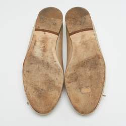 مملوكة مسبقًا Chanel Gold Leather CC Cap Toe Ballet Flats Size 39