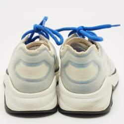 Pre Owned Chanel Blue Mesh CC Low Top Sneakers Size 40.5