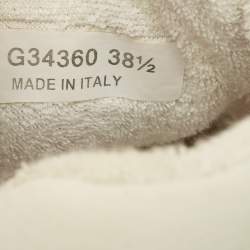 Pre Owned Chanel White Fabric and Suede CC Lace Up Sneakers Size 38.5