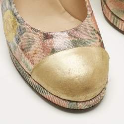 Pre Owned Chanel Multicolor Leather and Lurex Fabric Platform Pumps Size 41