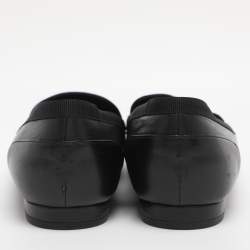 Pre Owned Chanel Black Leather CC Loafers Size 38
