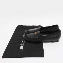 Pre Owned Chanel Black Leather CC Loafers Size 38
