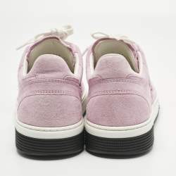مملوكة مسبقًا حذاء رياضي شانيل سي سي قماش تريكو وردي فاتح رباط بعنق منخفض مقاس 36