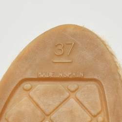 Pre Owned Chanel Beige Suede CC Pearl Logo Espadrille Flats Size 37