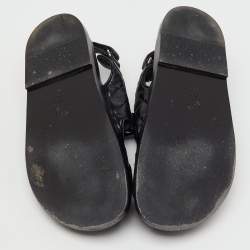 Pre Owned Chanel Black Quilted Leather CC Dad Flat Sandals Size 39