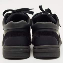 Pre Owned Chanel Black Neoprene and Suede CC Low Top Sneakers Size 37