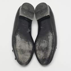 Pre Owned Chanel Black Leather CC Cap Toe Ballet Flats Size 36