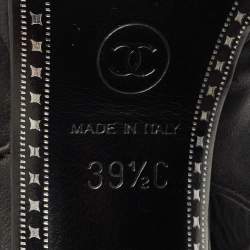 Pre Owned Chanel Black Leather Cap Toe  Slingback Pumps Size 39.5