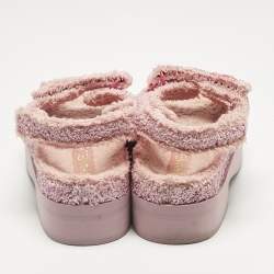 Pre Owned Chanel Pink Fabric and Straw Dad Slingback Sandals Size 38