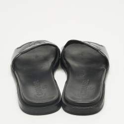 Pre Owned Chanel Black Patent CC  Flat Slides Size 39