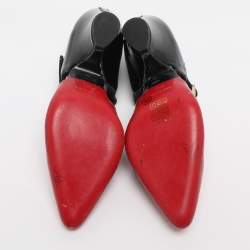 Pre Owned Chanel Red/Black Patent Leather Mary Jane Wedge Pumps Size 38