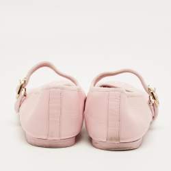 Pre Owned Chanel Pink Leather CC Cap Toe Mary Jane Ballet Flats Size 40
