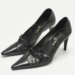 Pre Owned Chanel Black Patent Leather Pumps Size 38