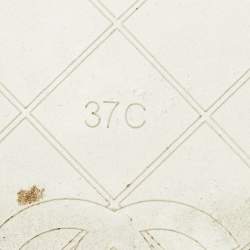 Pre Owned Chanel White Fabric Thong Wedge Sandals Size 37