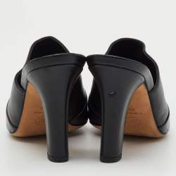 Pre Owned Chanel Black Leather CC Cap Toe Mules Size 39