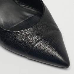Pre Owned Chanel Black Leather CC Cap toe Slingback Pumps Size 40.5