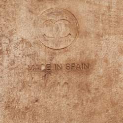 Pre Owned Chanel Gold Quilted Leather CC Chain Espadrille Flat Slides Size 40