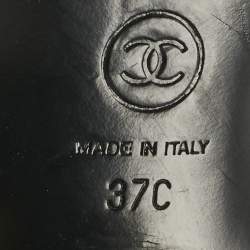 Pre Owned Chanel Black/Gold Canvas and Leather CC Cap Toe Slingback Pumps Size 37