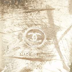 Pre Owned Chanel Gold Leather CC Flat Slides Size 38.5